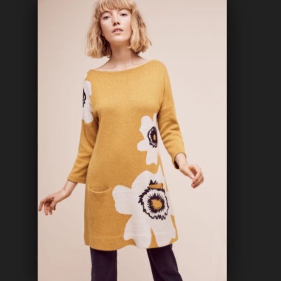 Anthropologie Sweaters - Field Flower Poppy Pocket Tunic Sweater Mustard